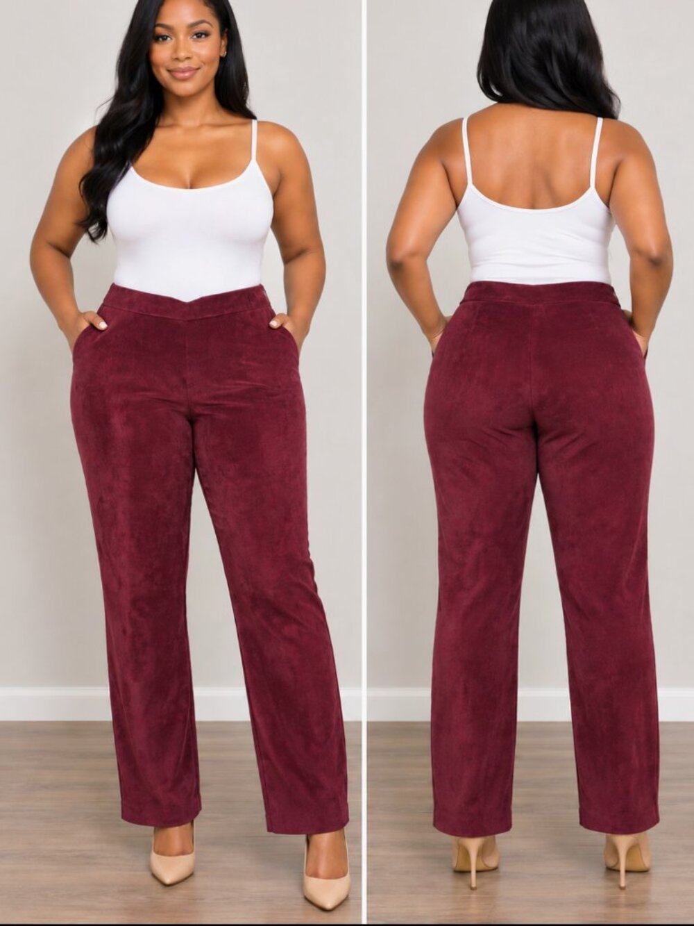Vintage Alfred Dunner Women's Burgundy Pull-on Dress Pants Size 12 Straight Leg